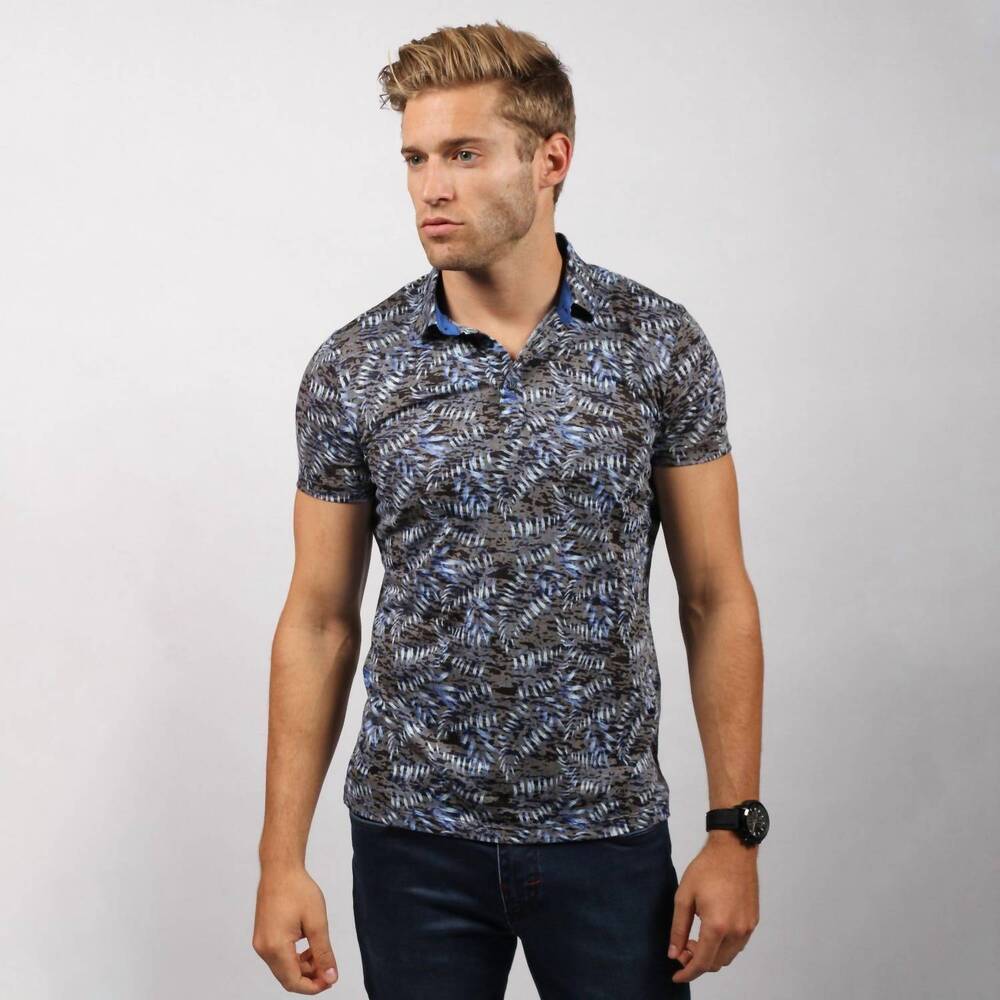 NEW EIGHT X design print polo shirt in navy